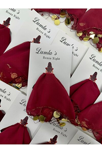 ByDeryaEvent Pullu Şifon Halay Mendili KİŞİYE ÖZEL KARTLI Kına Düğün Nişan Ni...