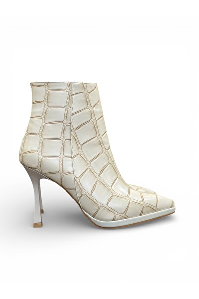 Elexus Дамски ботуши с ток и крокодилски мотив