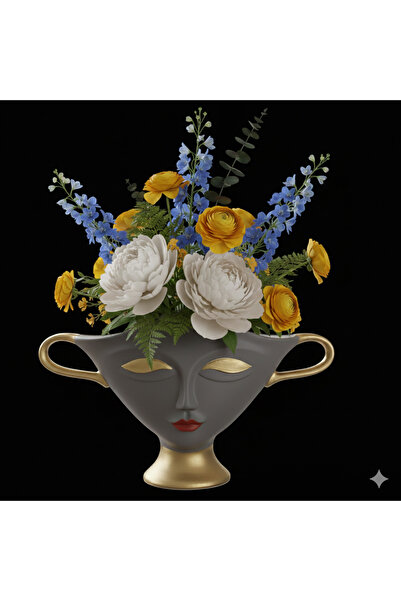 İki Cadı Tasarım Face Vase Modern Decorative Polyester Object