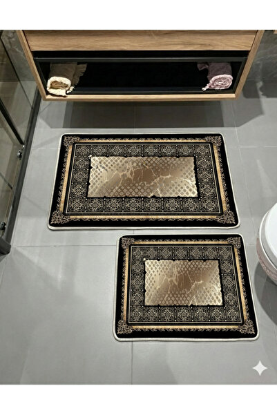 MyDecoRoom مجموعة سجادة حمام مزخرفة مضادة للحساسية وقابلة للغسل في الغسالة وم...