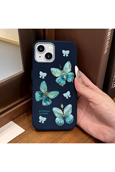 Hontinga iPhone 14 Plus/15 Plus Compatible Phone Case Leather Texture Anti Fa...