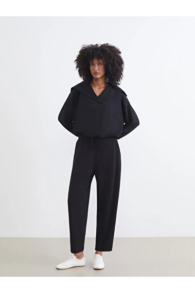 LC Waikiki Μαύρο γυναικείο φούτερ με λαιμόκοψη oversized