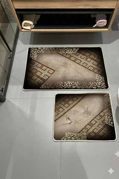 MyDecoRoom مجموعة سجادة حمام مزخرفة مضادة للحساسية وقابلة للغسل في الغسالة وم...