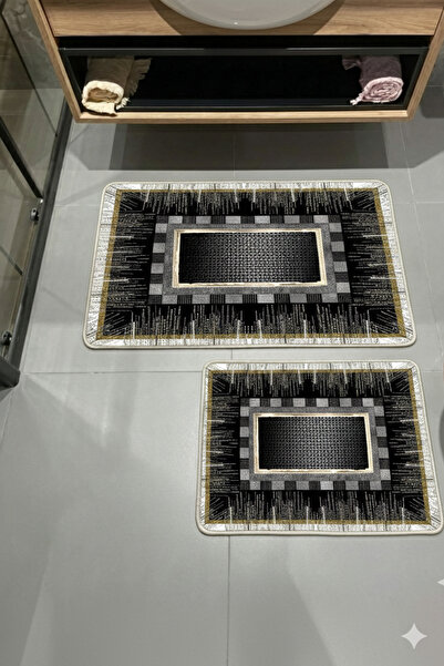 MyDecoRoom مجموعة سجادة حمام مزخرفة مضادة للحساسية وقابلة للغسل في الغسالة وم...