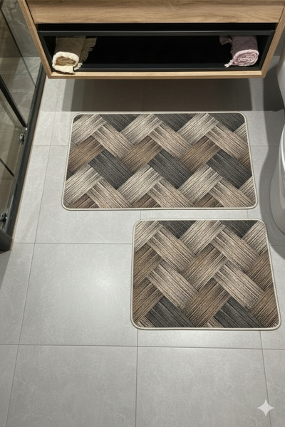 MyDecoRoom مجموعة سجادة حمام مزخرفة مضادة للحساسية وقابلة للغسل في الغسالة وم...