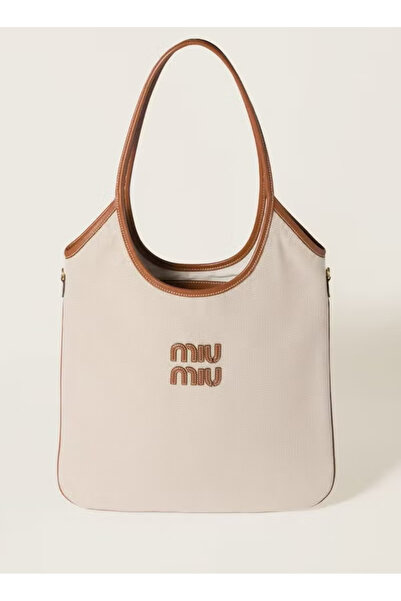 MIULAB Ivy canvas tote bag Shoulder Beige/Brandy