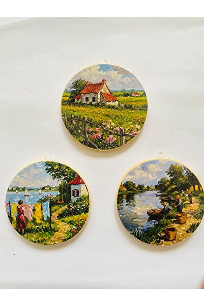 ZeyMin Art Manzara Temalı 3lü Duvar Süsü 11 cm
