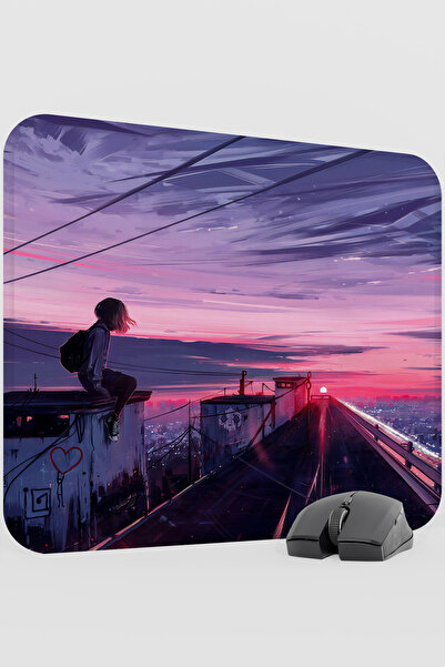 mousepad bastir Digital City Landscape Girl 1 V1 48X40 XL Gaming Rubber Non-S...