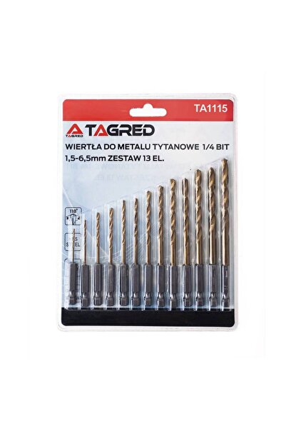 Tagred Professional TA1115 - Set de 13 burghie din titan 1/4", dimensiuni 1,5...