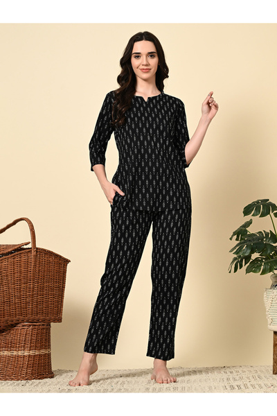 ICHAA By Styli Women Cotton Printed Top and Pyjama Set