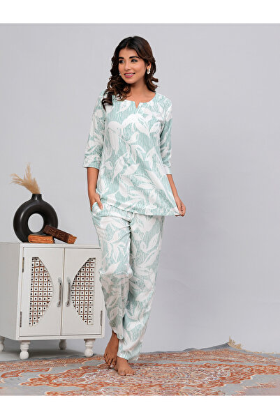 ICHAA By Styli Women Leaf Print Top and Pyjama Set