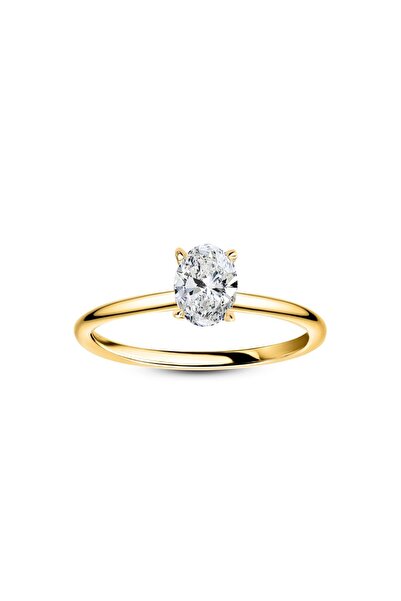 NAZGOLD Altın Oval Taşlı Yüzük