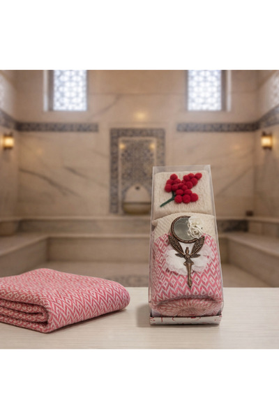 Hediye Hamamı El Yapımı Hamam Hediye Seti - Keçe Sabunlu , Havlu ve Magnet ayna