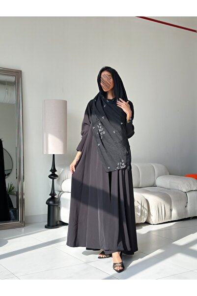 FR ABAYA LINE Crepe half-circle abaya