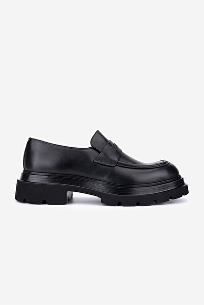 Valmenti Erkek Hakiki Deri Siyah Loafer Ayakkabı
