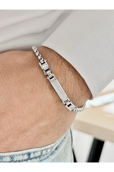 FERRO سوار رجالي من الفولاذ الفضي FRJ10099A-A مع ضمان لمدة عامين لا يسود مع ع...