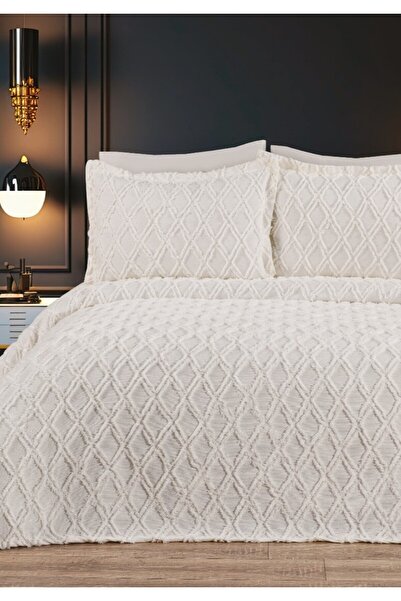 Bella Home 3 Piece Fairytale Pike Set - Çit Kişilik - 240X260 cm - Cream with...