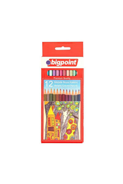 Bigpoint Metalik Renkli Kuru Boya Kalemi, 12 Renkli, Altıgen Gövde