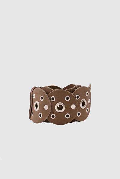 Shule Bags Шкіряний ковбойський ремінь із заклепками, коричневий