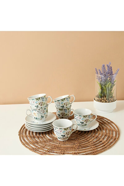Lifestyle Botanic 12-Piece Printed Porcelain Coffee Set - 90 ml