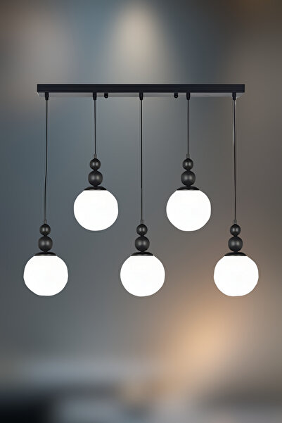 RONİSU AYDINLATMA Lunaro 5'lü Camlı Avize – Oturma Odası, Yemek Masası Üstü, ...