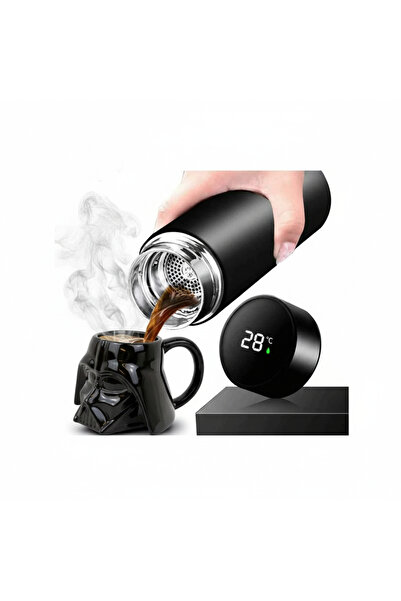 Livenda Porcelain Mug Cup Steel Thermos with Digital Display Thermometer