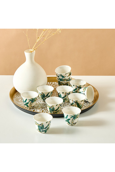 Lifestyle Peacock 12-Piece Printed New Bone China Kahwa Cup Set