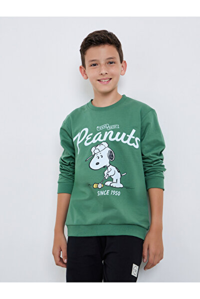 Styli Teens Green Peanuts Graphic Cotton Sweatshirt