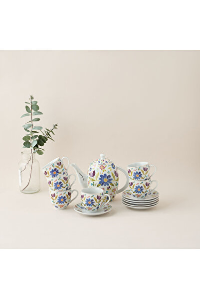 Lifestyle Sylvara 13-Piece Floral Print Ceramic Tea Set