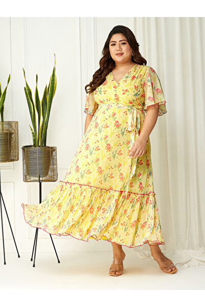 Miss Chase By Styli Women Plus Size Floral Print Maxi Dress