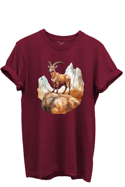 WİDİ Mountain Goat Design Hunting Concept 100% Cotton Regular Fit Crew Neck U...