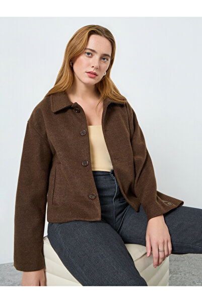 Take Two By Styli Women Brown Solid Button Up Coat
