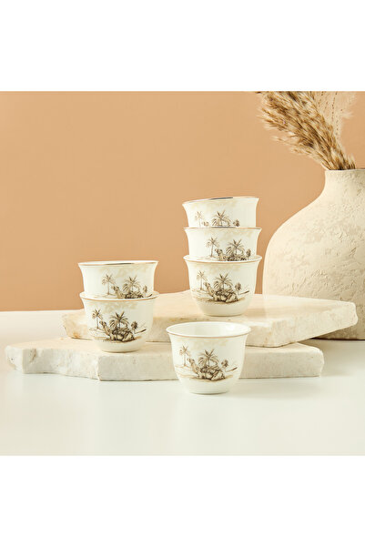 Lifestyle طقم أكواب قهوة كاميل مكون من 6 قطع من الخزف الصيني الجديد - 65 مل