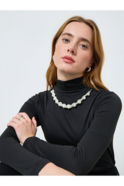 Take Two By Styli Women Solid High Neck Embellished Top