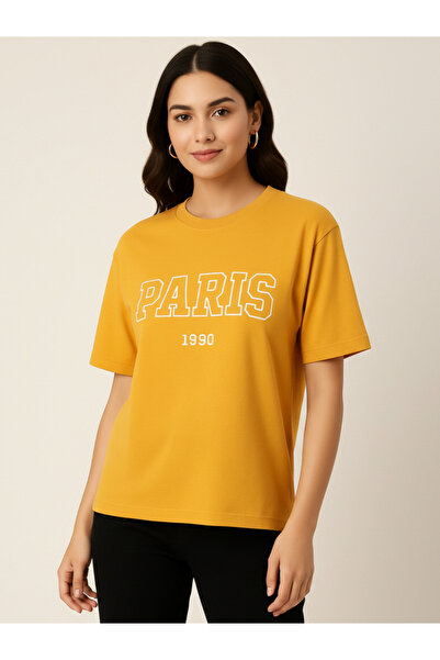 PAUSE By Styli Women Mustard Yellow Paris Graphic T-Shirt