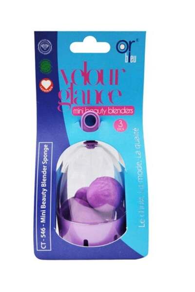 OR Bleu Velour Glance Mini Purple Beauty Blender Sponges – 3 per pack