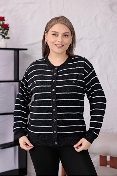 Siyezen Великий розмір смугастий м'який кардиган