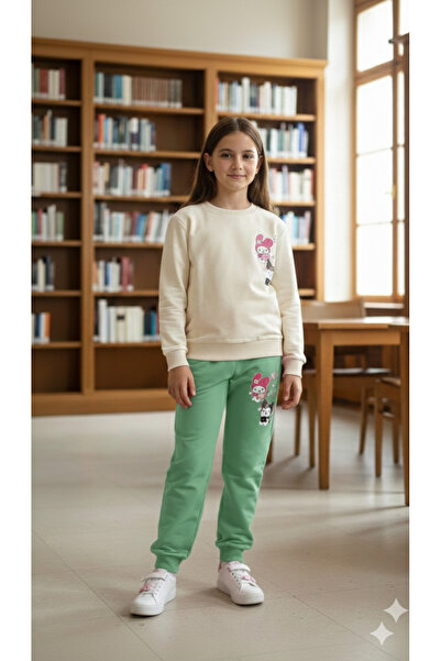 ALYAKİDS طقم بناتي بتصميم كورومي مطبوع مبطن بالصوف طقم رياضي قطني يحافظ على ا...