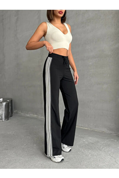 Miss Prova بنطال رياضي واسع الساق مع شريط جانبي MISSEA25068