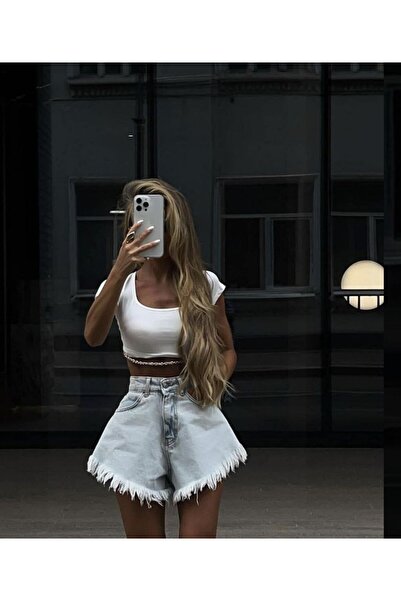 MARLİX Palazo Relaxed Comfortable Wide Denim Jeans Shorts