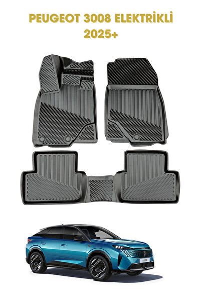 Black Gold Peugeot 3008 Elektrikli 2025+ ile Uyumlu 3D Oto Paspas Premium