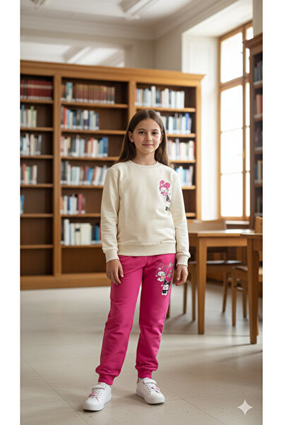 ALYAKİDS طقم بناتي بتصميم كورومي مطبوع مبطن بالصوف طقم رياضي قطني يحافظ على ا...