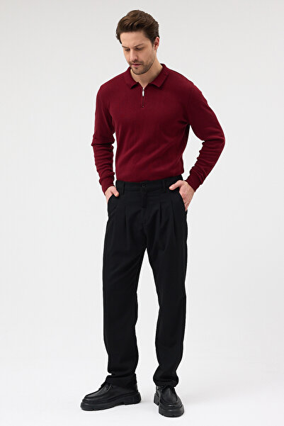 macharel jeans Men's Pleated Fabric Trousers Black