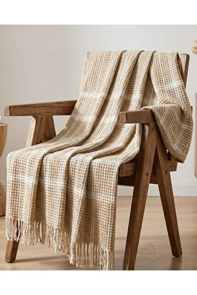 Dinarsu Cozy Life Pamuklu Püsküllü Skoç Tv Battaniyesi İnka Pembe 130 x 170