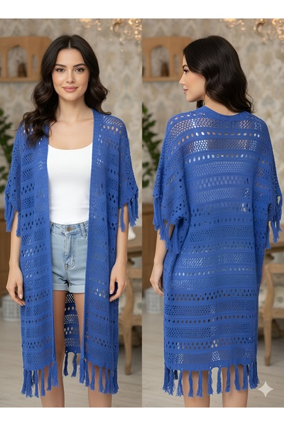 AGORATEKSTİL Women's Knitted Long Cardigan 100cm