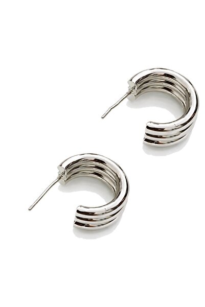 New Obsessions Silver Steel Striped Earrings