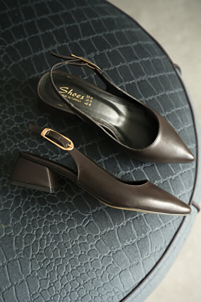 JOSEPHWORLD Jswk111 Bitter Brown Skin Women's Heel 4 cm Heeled Shoes