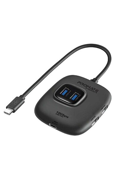 Promate موزع USB-C إلى USB متعدد المنافذ عالي الجودة مع محول USB-A قابل للإزالة