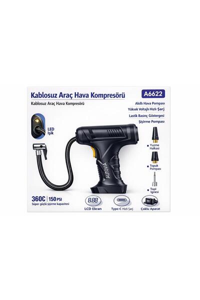 ATLT ATLANTİS 120W 3600 MAH ŞARJLI TABANCA KOMPRESÖR ARABA BİSİKLET TOP LASTİ...