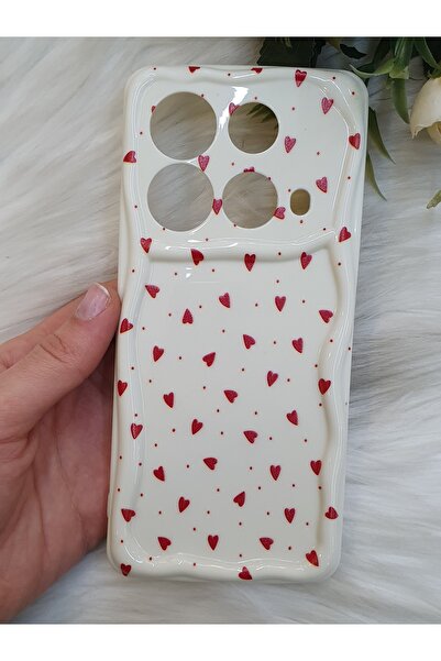 ZB Aksesuarda Moda Infinix Note 40 Compatible Red Hearts Printed Patterned Case
